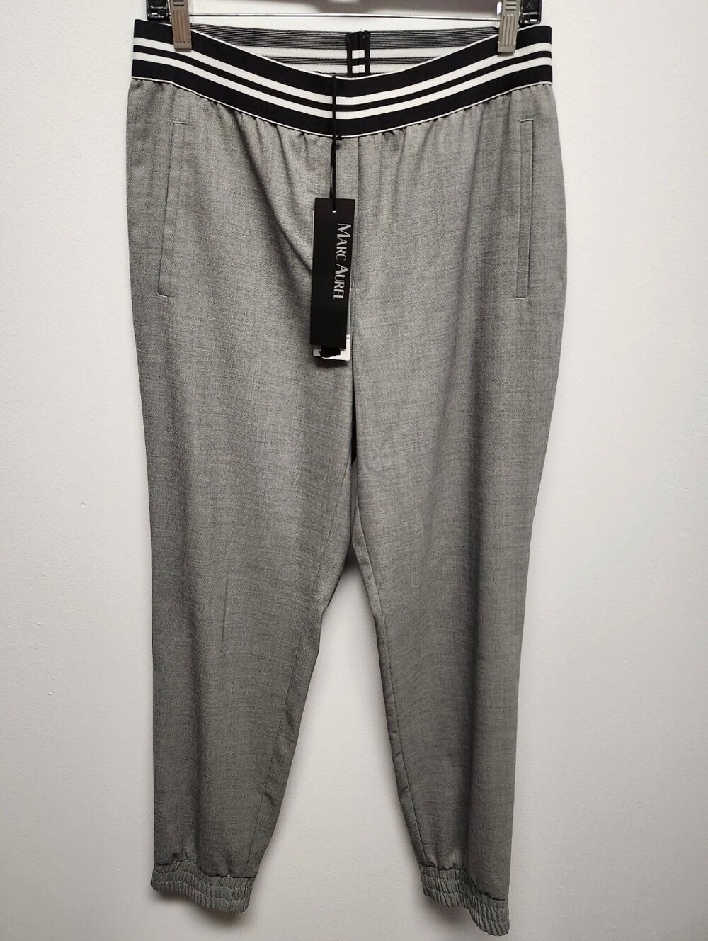 Marc Aurel Gray Tailored Jogger Trousers with Striped Waistband